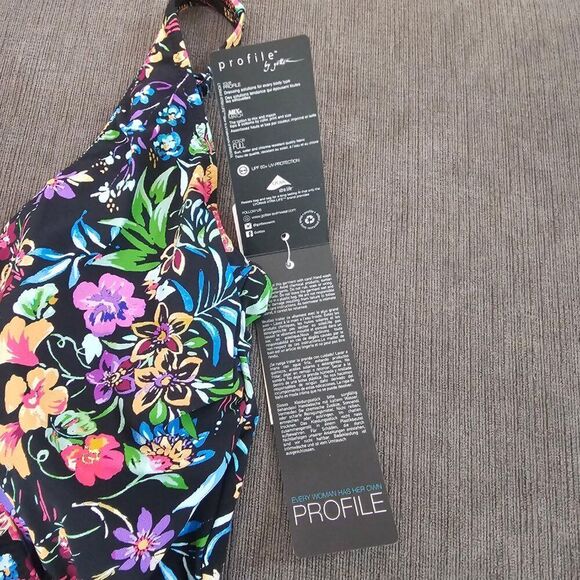 Gottex Flora Floral Tie Front black V-neck Shirred One Piece Swimsuit Size 12 - Picture 11 of 16